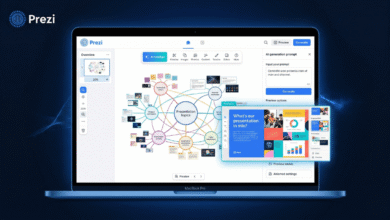 Prezi AI presentation maker review 2026 — zooming canvas and Prezi Video