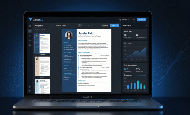 VisualCV online resume builder review 2026 — resume analytics and ATS templates
